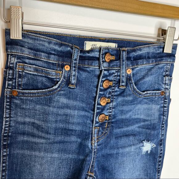 Madewell 10” High Rise Skinny Button Fly Raw Hem Jeans Size 23 - Picture 4 of 10